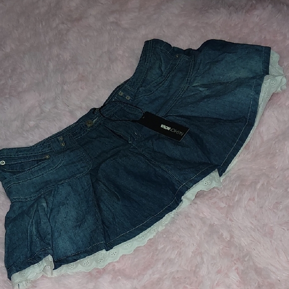 Denim Mini Skirt with Eyelet Trim - Picture 3 of 4